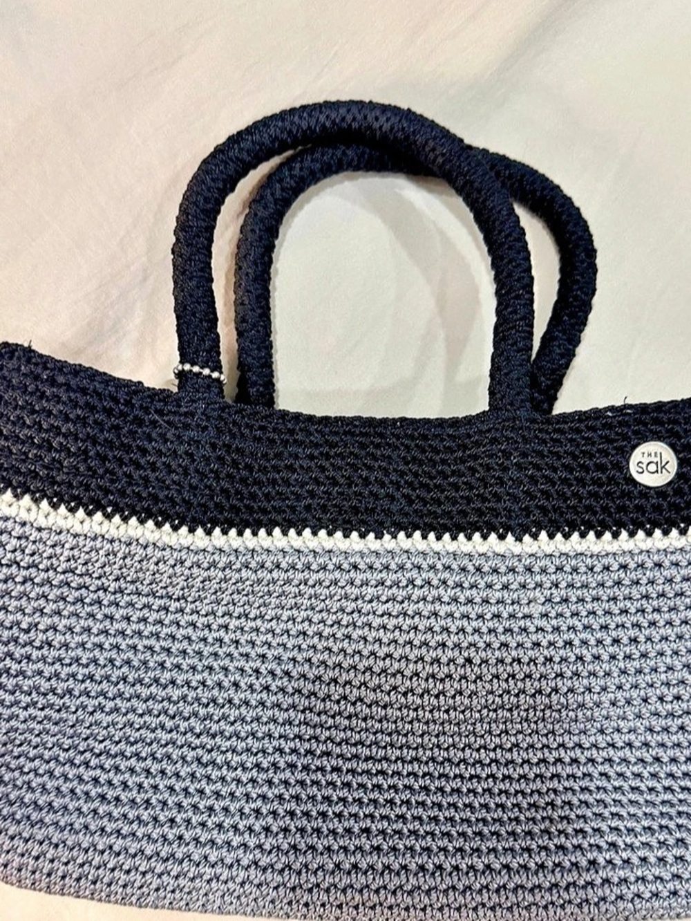 The Sak Crochet Mini in Gray & Black